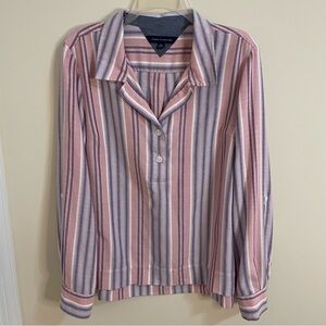 Tommy Hilfiger Pink and Blue Striped Casual Button-Down Shirt